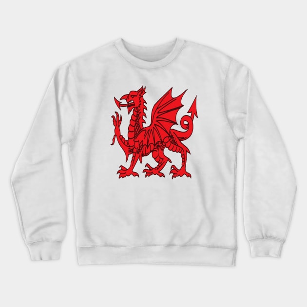 The Red Dragon or Y Ddraig Goch Isolated Vector Art Crewneck Sweatshirt by taiche